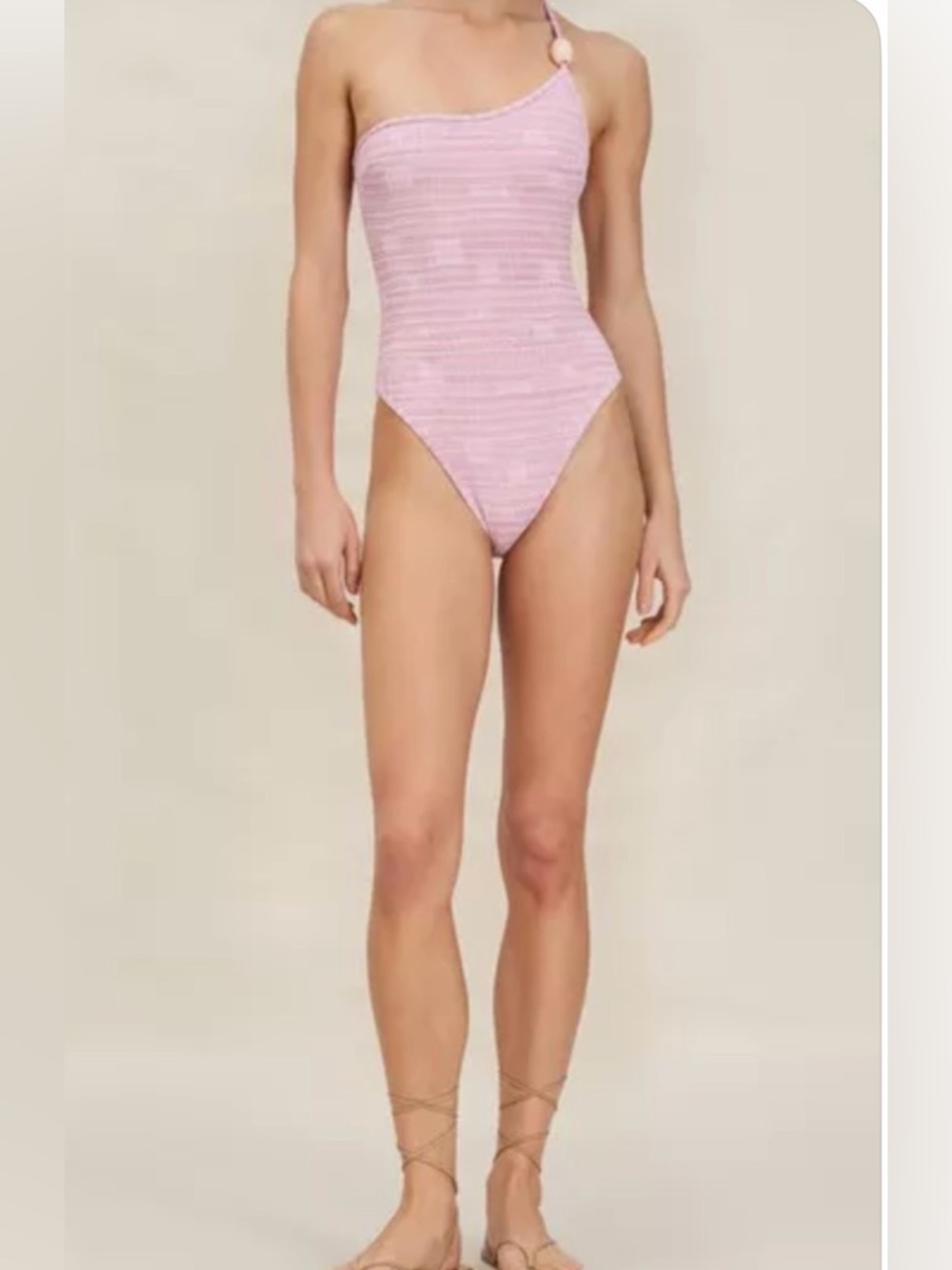 Devon Windsor Amalie Orchid One-Shoulder Pink Textured Swimsuit Size M NWT